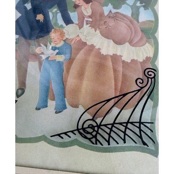 Vintage 40's Silhouette Reverse Paintings Convex Glass Victorian Woman Man Child - Picture 9 of 11